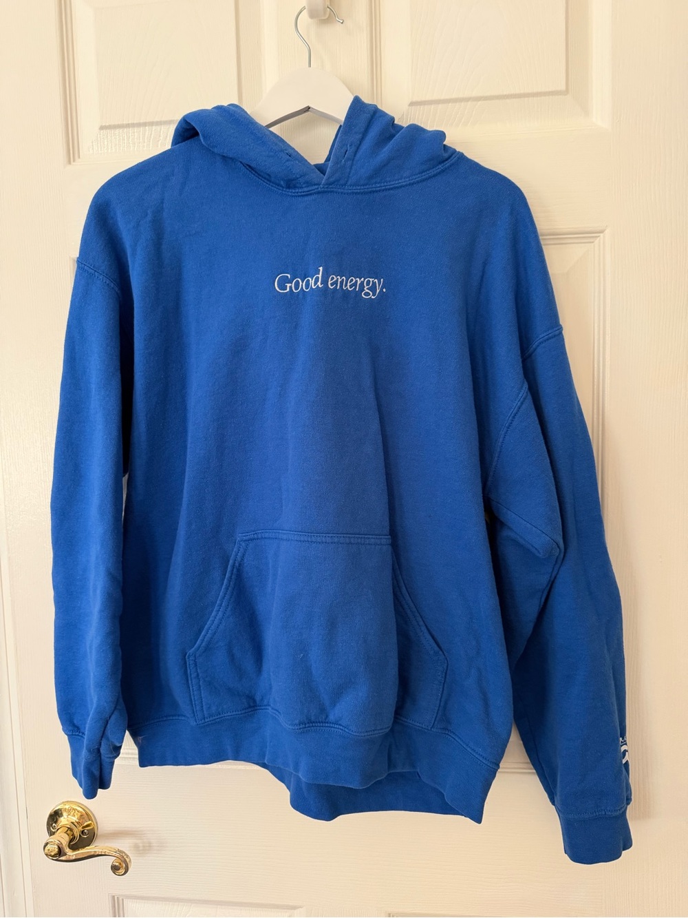 Good Energy Blue Hooded Sweatshirt - Women's Cozy Hoodie